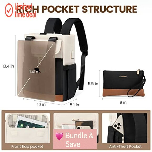 Convertible Mini Backpack Tote, Water-Resistant Nylon, Multi-Carry Daypack - Picture 3 of 7